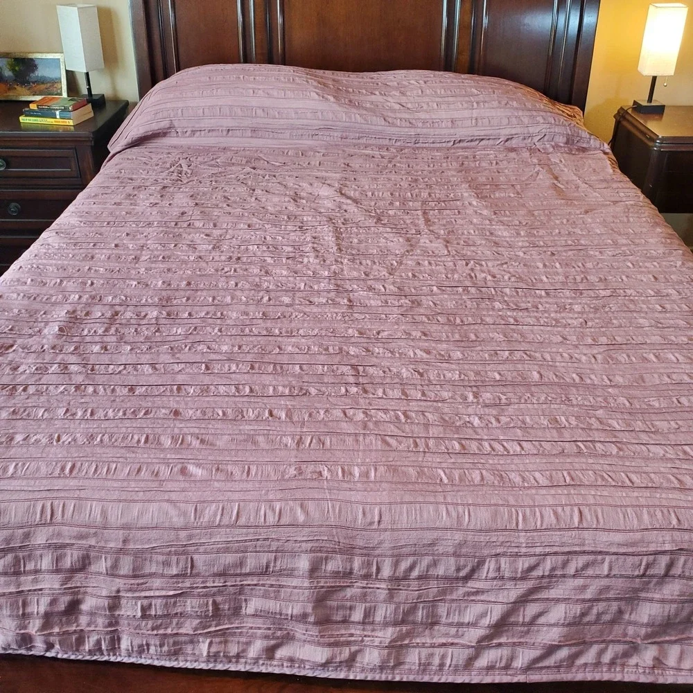 Ikea Veketag Comforter Bedcover Twin/full Mauve Quilted Ruffle Reversible 71x98